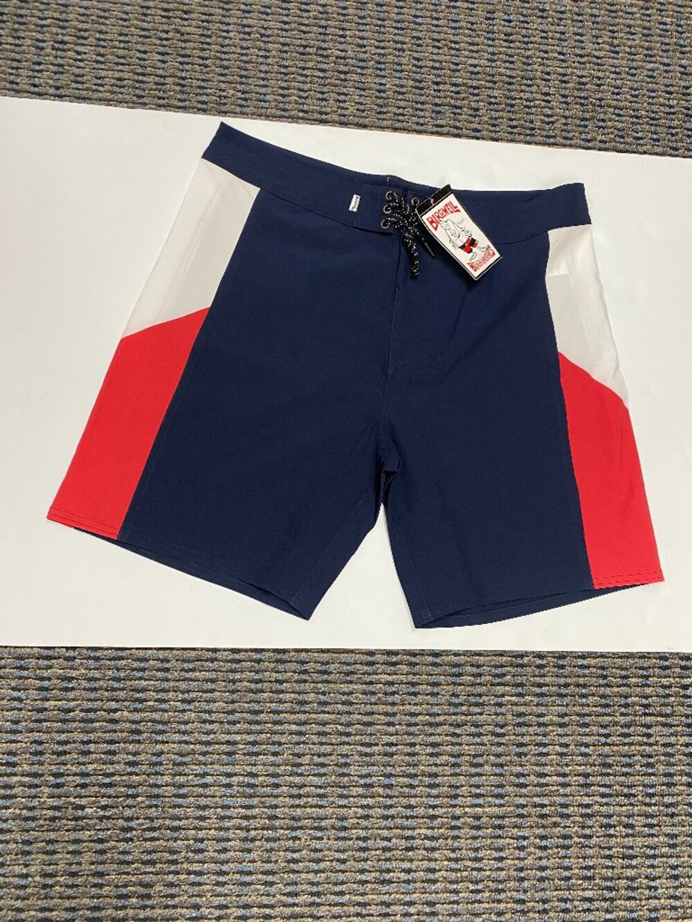 Birdwell Beach Britches SurfStretch Board Shorts Men's Size 34 Blue Red White